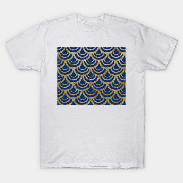 Golden navy fish scales T-Shirt by hamptonstyle